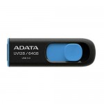 ADATA 64GB UV128 USB 3.0 Memory Pen, Retractable, Capless, Black & Blue
